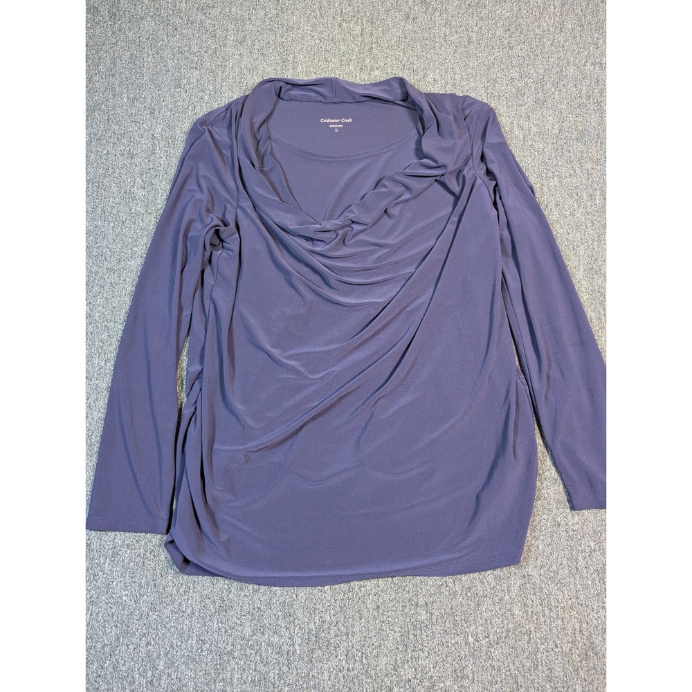 Coldwater Creek‎ Purple Cowl Neck Ruched Long Sleeve Top Womens L